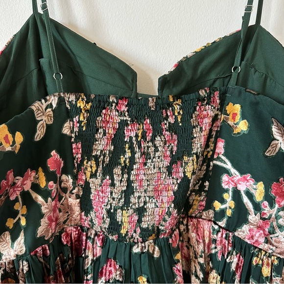 Anthropologie Floral Pleated Midi Dress - Green and Pink - Picture 12 of 12